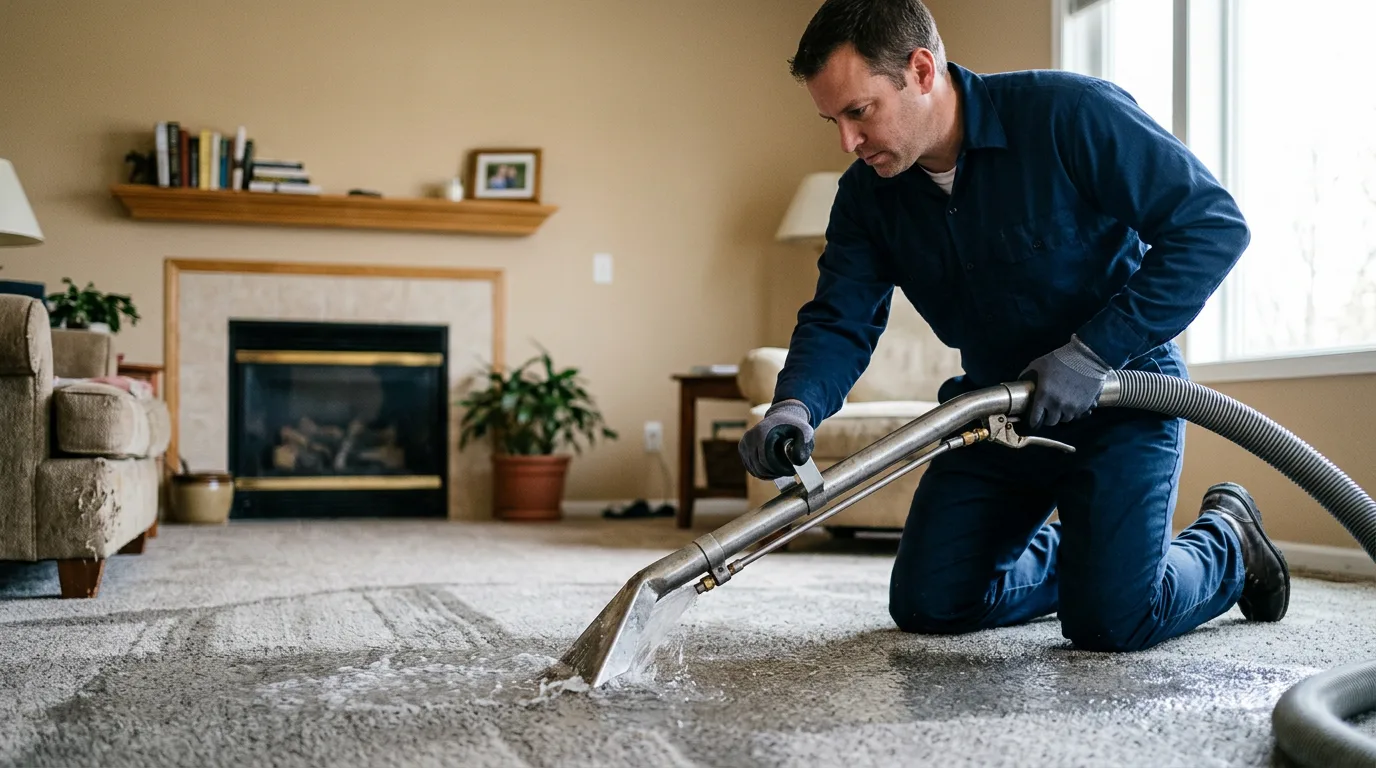 Water damage restoration technician working near Merrillville, IN